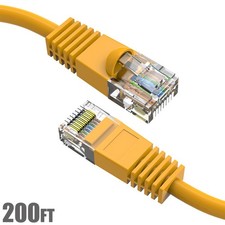 200FT Cat5E Molded Snagless Network Lan Ethernet Internet Patch Cable Yellow picture