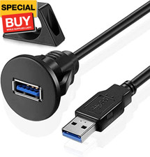 Small USB 3.0 Male to Female AUX Flush Panel Mount Extension Cable for Car Truck picture