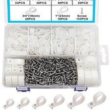 306PCS White Cable Clamps Assortment Kit, Nylon Plastic RType 6 Sizes 3/16'' ... picture
