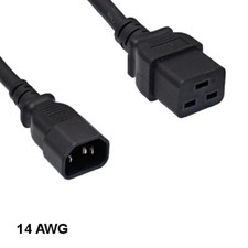 Kentek 10Ft IEC-60320 C14 to C19 Extension Power Cord 14AWG 15A for PDU UPS DATA picture