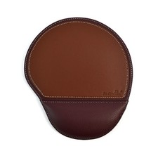 Brown Office Square Leather Mouse Pad with Wrist Rest Non-Slip Design Business picture