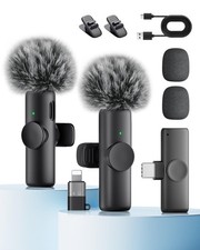 Wireless Microphone for iPhone iPad and Android Phone, 2 Without Case, Black picture