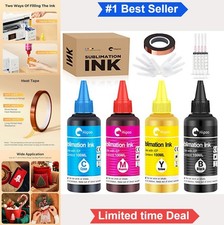 Sublimation Ink Refill 4x100ml BCMY with Syringes Needles Gloves Tape for Epson picture