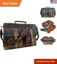Elegant Leather Computer Bag with Adjustable Strap - Perfect for Office & Travel picture