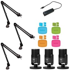 Rode 3-Person Podcast Bundle w/ NT-USB Mini Mics, Boom Arms & Accessories picture