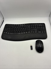 Microsoft Wireless Comfort Desktop 5050 Keyboard Mouse USB Receiver Tested Combo picture
