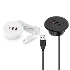USB Desk Grommet Hole Charging Hub with Two USB & Type C Port Round Embedded USB picture