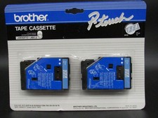 Brother P-Touch TC-12 Laminated Label Tape Cassette Blue on Clear 12mm 2-Pack picture