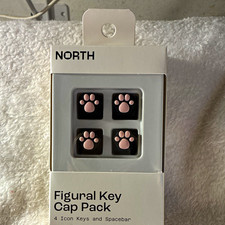 NORTH Figural Key Cap Pack 4 Icon Keys & Spacebar Paw Print Black/Pink picture