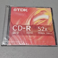 TDK CD-R 52X 80min 700MB Slim Case 1PK New picture