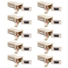 10 Pcs DB9 RS232 Serial DB9 Female to RJ45 8P8C Network Modular Adapter Ivory picture