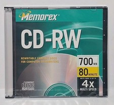 1 Memorex CD-RW Rewritable Disc In Case 700MB 80min 4X Factory Sealed NEW NOS picture