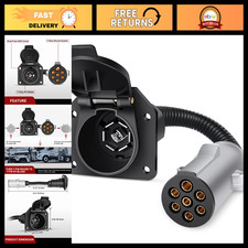 7 Pin Round to 7 Way RV Blade Trailer Adapter, Heavy Duty Connector for Towing picture