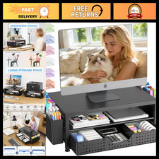 Desk Organizer with Monitor Stand Riser, Drawer & 2 Pen Holders - Office Supplie picture