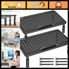 2 Pack Adjustable Monitor Stand Riser with Drawer, Supports 44lbs - Ergonomic De picture