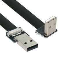 Down Angled USB 2.0 Type-A Male to Type-A Male Data Flat Slim FPC Cable 90Degree picture