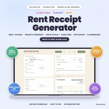 Rent Receipt Generator App for Landlords - Printable Rent Receipt, PDF picture