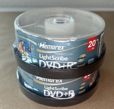 2 Memorex Brand NEW SEALED LightScribe DVD+R 20Pk 4.7 GB 16x 120 Min Recordable picture