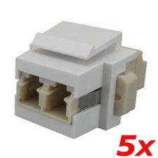 5 PACK LC to LC Multimode Duplex Fiber Optic Keystone Jack Female Coupler White picture