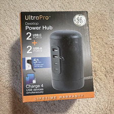 GE UltraPro Desktop Power Hub 2 USB-C 2 USB-A 42W 30W PD 5ft Braided Cord Black picture