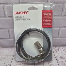 Staples Laptop Cable Lock 4-Digit Combination 6.5ft Steel Cable 51205 New picture