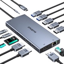 USB C Laptop Docking Station with 2 HDMI Grey 15 IN 1  picture