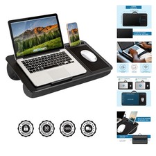 Home Office Lap Desk with Device Ledge, Mouse Pad, and Phone Holder - Black C... picture