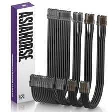 AsiaHorse 16AWG PSU Cable Extension Kit, 13.6 x 3 x 1.5 inches, Bright Black picture