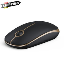 VssoPlor Wireless Mouse, 2.4G Slim Portable Computer Laptop Black and Gold picture