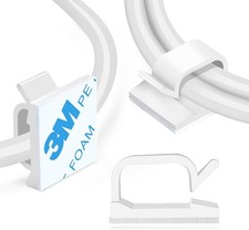 120 PCS Adhesive Cable Wire Clips, Cord Organizer for TV, Desk, Wall, Car-White picture