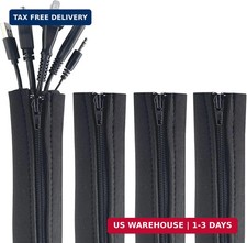 Wrap-It Storage Zipper Cable Sleeve, Black, 24
