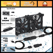 Dual 120mm USB Cooling Fan - 10-Speed, Waterproof, Perfect for Router, Xbox, PC picture
