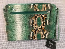 BUXTON iPad Wristlet Tablet Bag Carry Case NWT Green Faux Snakeskin Design NEW picture