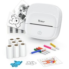 Mini Thermal Sticker & Label Maker | 7 Rolls Paper (3 + 3 Mini, White picture
