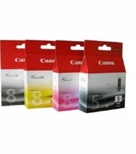 Set of 4 New Genuine Factory Sealed Canon 5 & 8 Inkjet Cartridges (NO CYN) picture