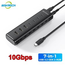 RSHTECH USB-C Hub 7-in-1 10Gbps USB 3.2 Gen2 Touch Switches, US Plug picture
