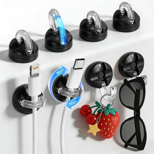 8 Pack Magnetic Cable Clips 360° Rotating Adhesive Cord Holder Desk Organizer picture
