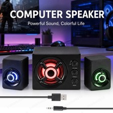 RGB LED Stereo Bass 3channel Separate Wired Computer Speakers For Laptop Desktop picture