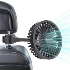 TriPole Car Fan for Rear Seat USB Powered Powerful 3 Speed 5V with Black picture