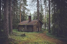 Landscape nature trees fall hut sauna Custom Gaming Mat Desk picture
