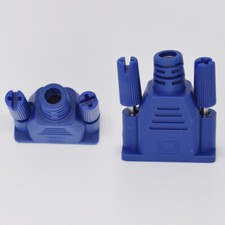 50pcs D-Sub Hood Cover Case For 9pin 2 Row or 15pin 3 Row One Piece Moulded Blue picture