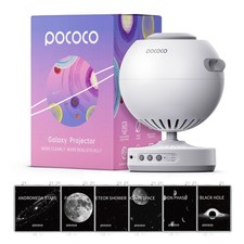 POCOCO Galaxy Projector + Moon and Stars Discs (6 Pieces) White picture