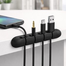 2-Pack Magnetic Cable Organizer Cord Holder Desk Wire Clips Black picture