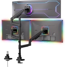 Mount-It Heavy-Duty 2 1 Triple Monitor Mount Stacked Ultrawide Desk Monitor Arm picture