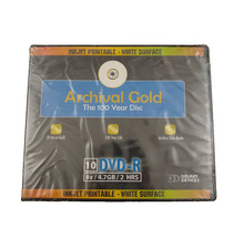 Delkin Devices Archival Gold DVD-R 10 Pack The 100 Year Disc New Sealed picture