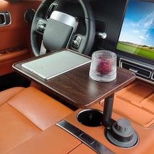 Car Desk for Laptop,360° Rotating Cup Holder Table，Wood Car Tray, Ca picture