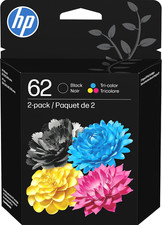 HP 62 Black/Tri-Color Ink Cartridges (2-Pack) | Works with Envy 5540, 5640, 5660 picture