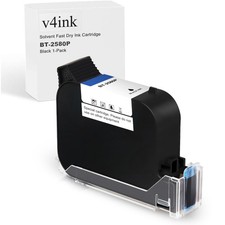 V4Ink Bentsai Bt-2580P Black Ink Cartridge 42Ml Solvent Dry Ink Replacement For picture