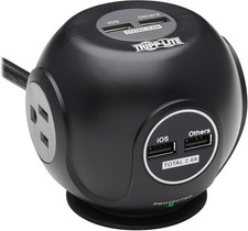 ✨ Tripp Lite 3-Outlet Spherical Surge Protector 4 USB Ports - NEW TLP36USB - 6ft picture