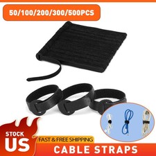 100X Cable Strap Black Wire Cord Hook Loop Ties Reusable Fastening Organizer-Lot picture